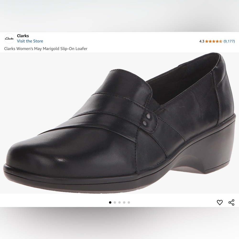 New Clarks 8.5W Marigold Loafers Slides. Black Leather Slide On
